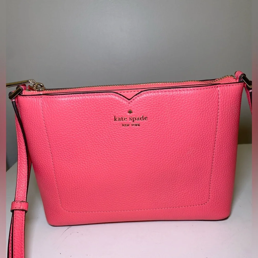 🩷Kate Spade Harlow Crossbody Pink Hibiscus Pebbled Leather - Picture 4 of 11